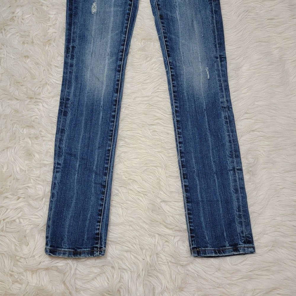 Blank Denim Women's Size 25 Straight Leg Jeans Distressed Stone Wash Stretch D - Picture 3 of 10